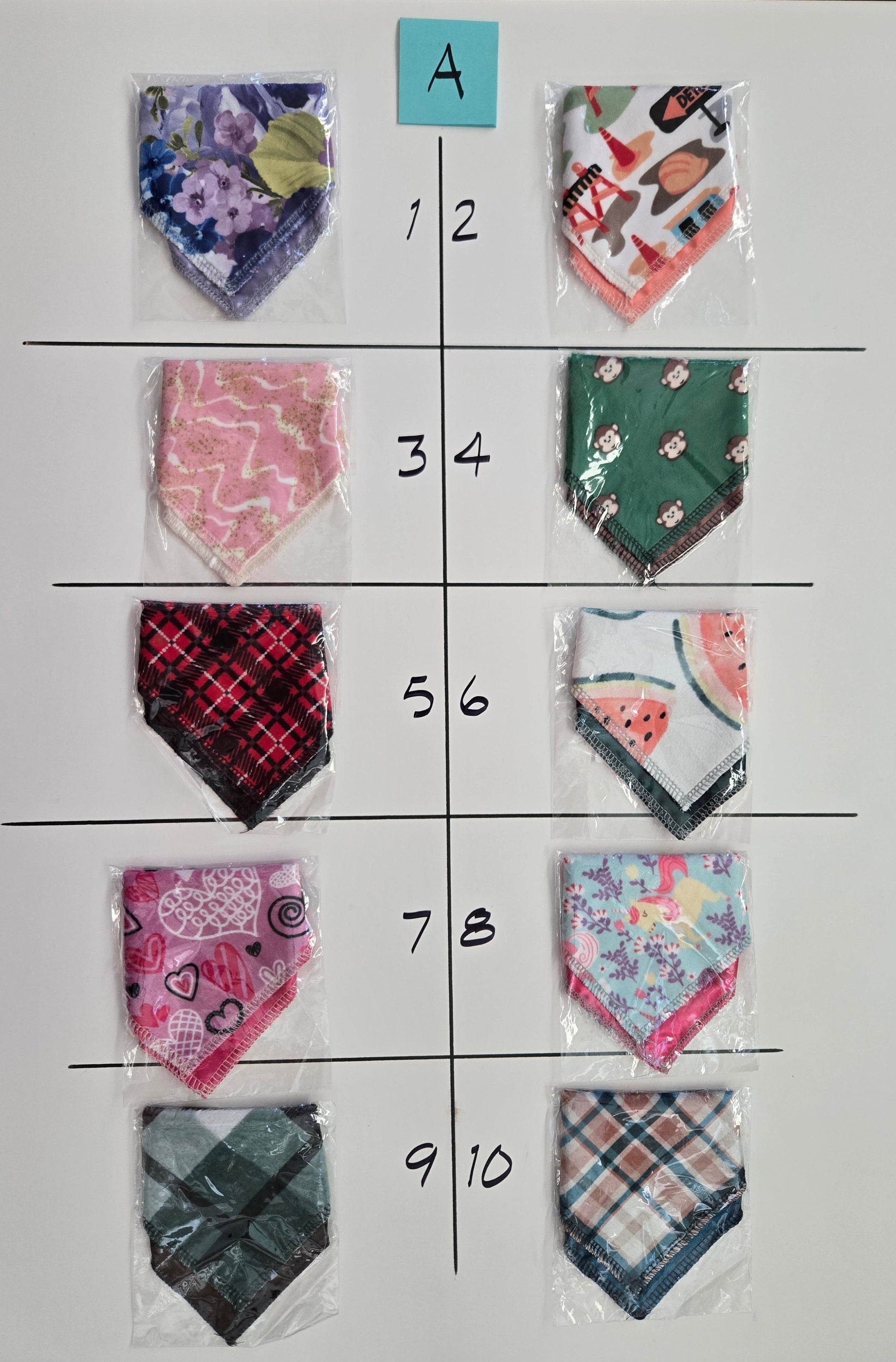 Fabric swatches arranged in a grid on a white background