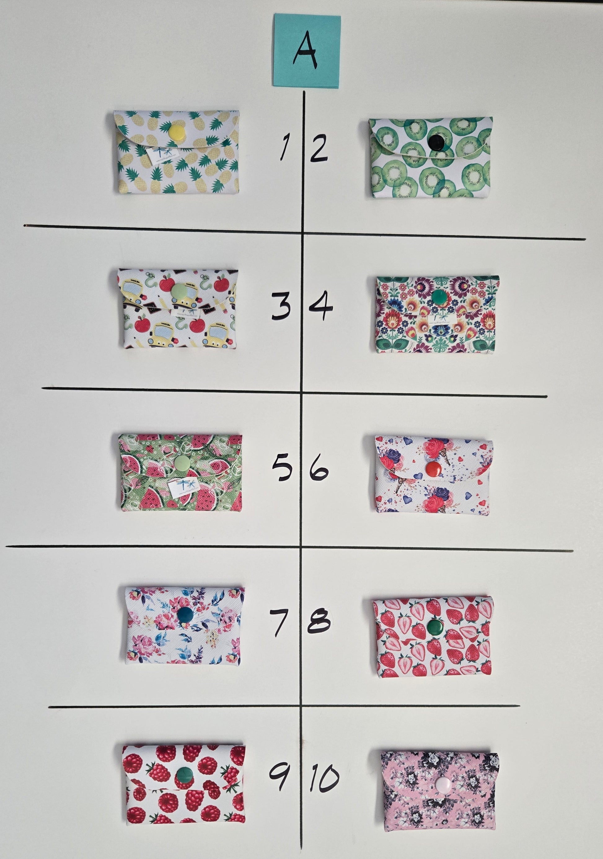Grid of fabric swatches with floral patterns on a white background