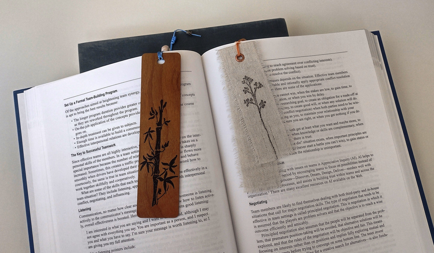 Natural Linen Bookmark w/Charm